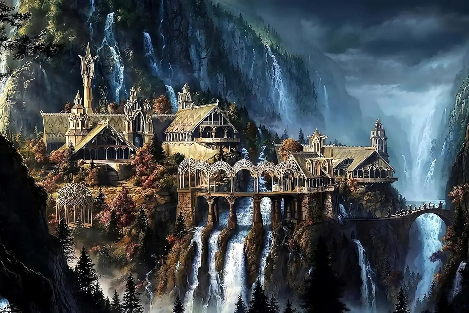 120/300/500/1000 pieces adult waterfall castle jigsaw puzzle stress relief entertainment toys landscape puzzles