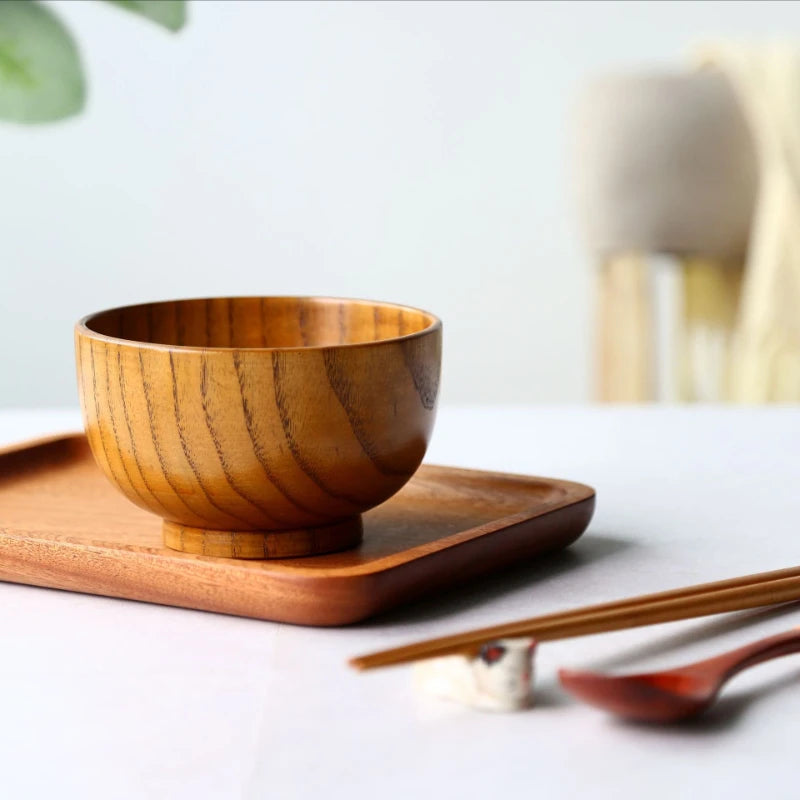 Japanese acacia wooden bowl set kitchen accessories household salad kneading solid tableware