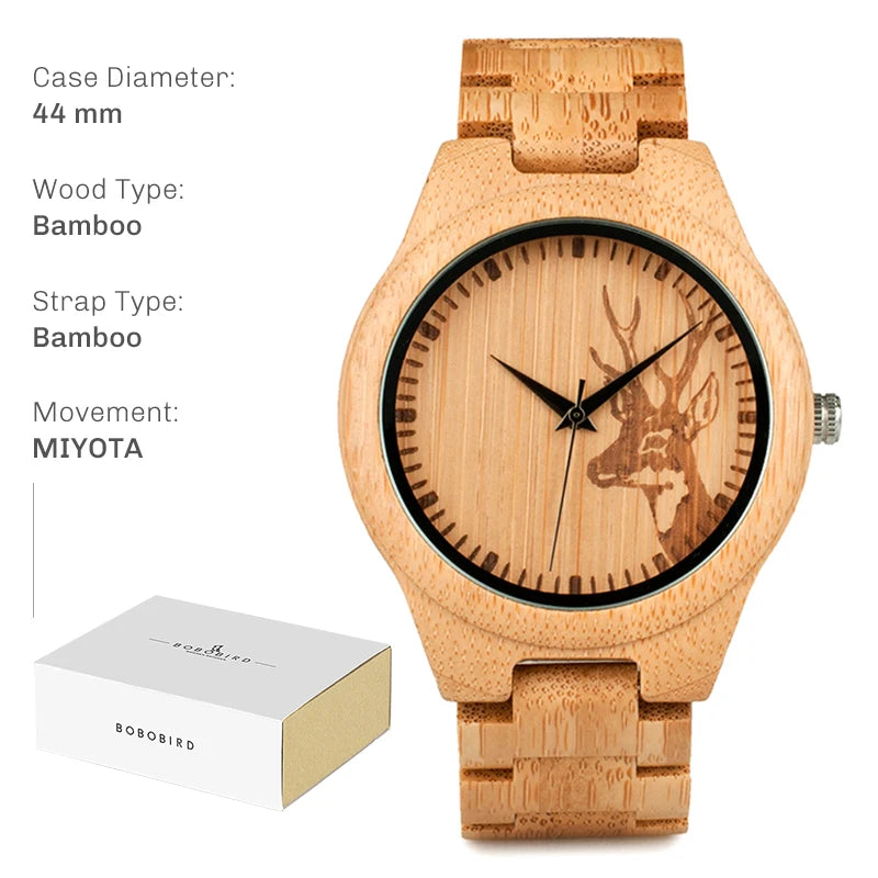 Bobo bird wood watch for men natural handcrafted wooden watches lightweight quartz wristwatch limited time offer