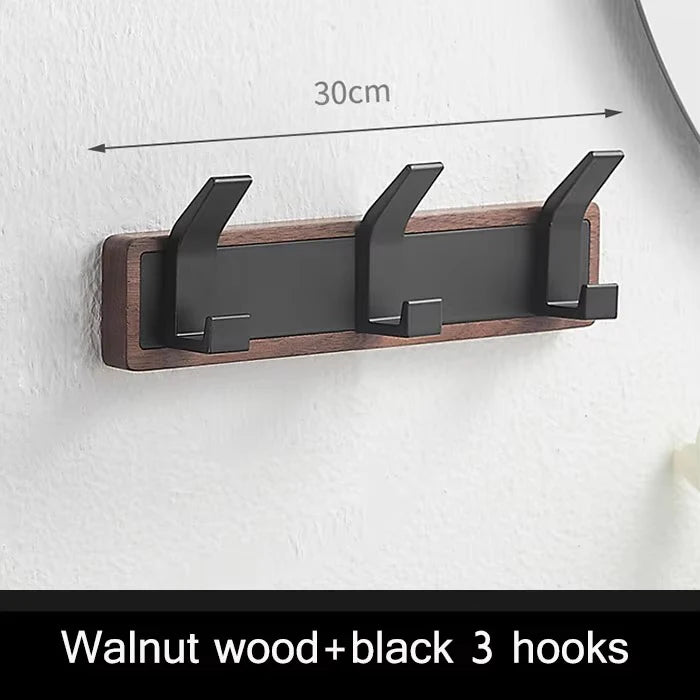 Walnut coat wall hook hanging rack for bathroom kitchen bedroom hallway hooks clothes holder - 3row hook 1