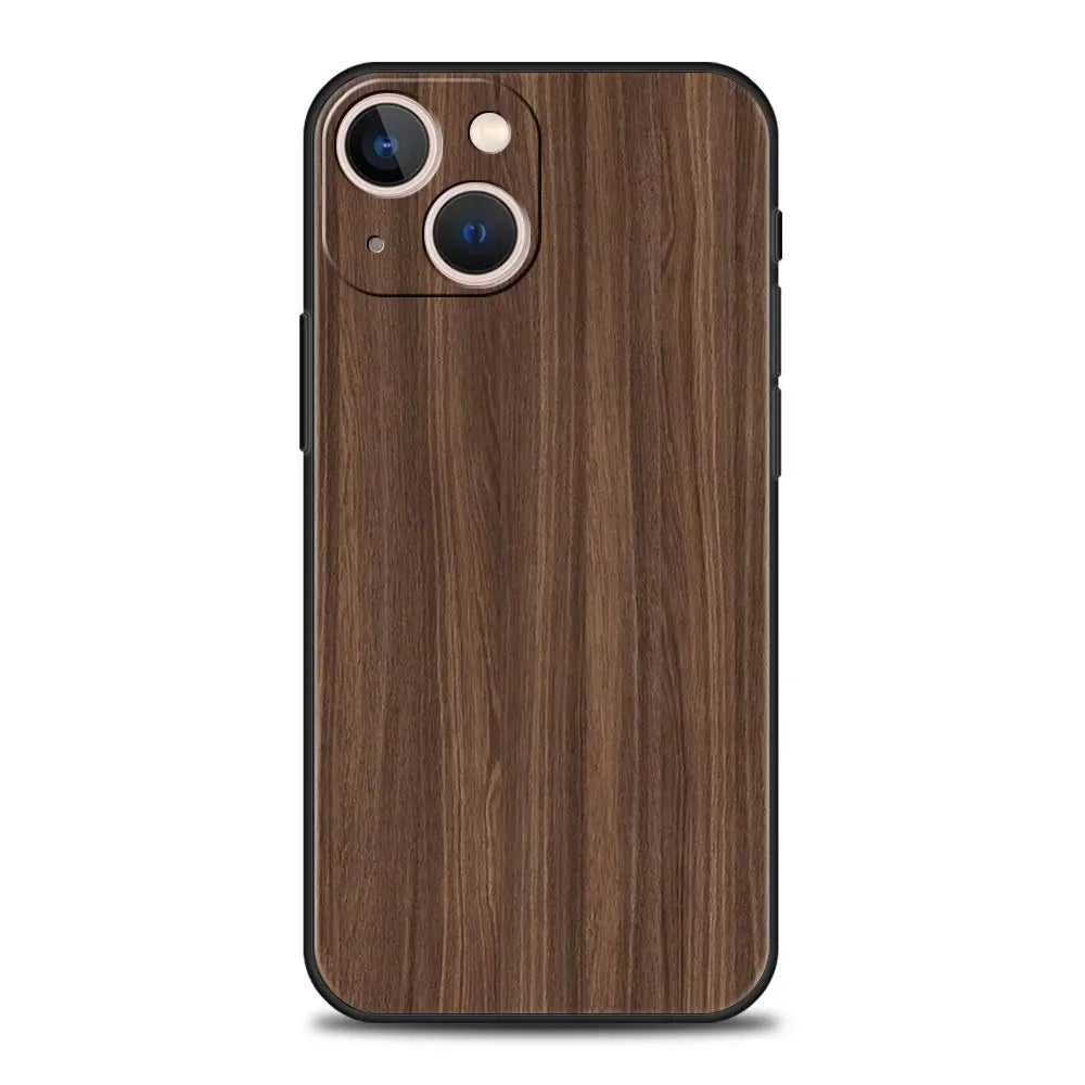 Carved wood phone case for iphone apple 14 13 12 11 pro max mini 7 8 plus xr xs x se 2020 black silicone cover coque