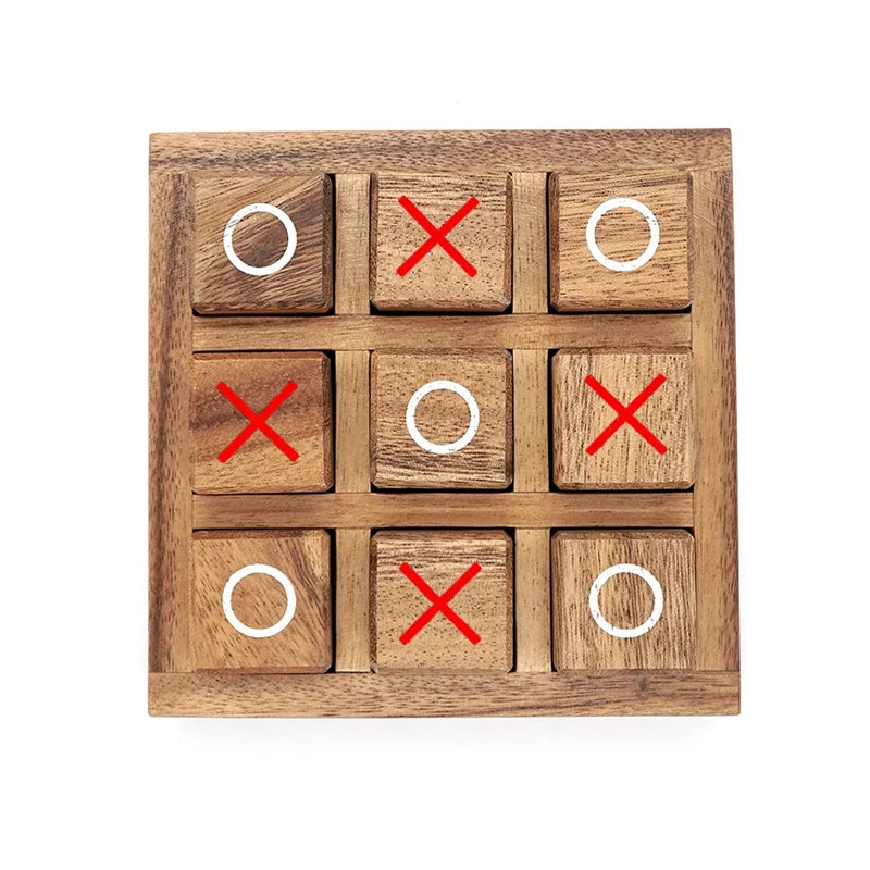 Wooden tic tac toe board game xo chess iq logic toys parent child interaction party spiele juegos de mesas para toda la