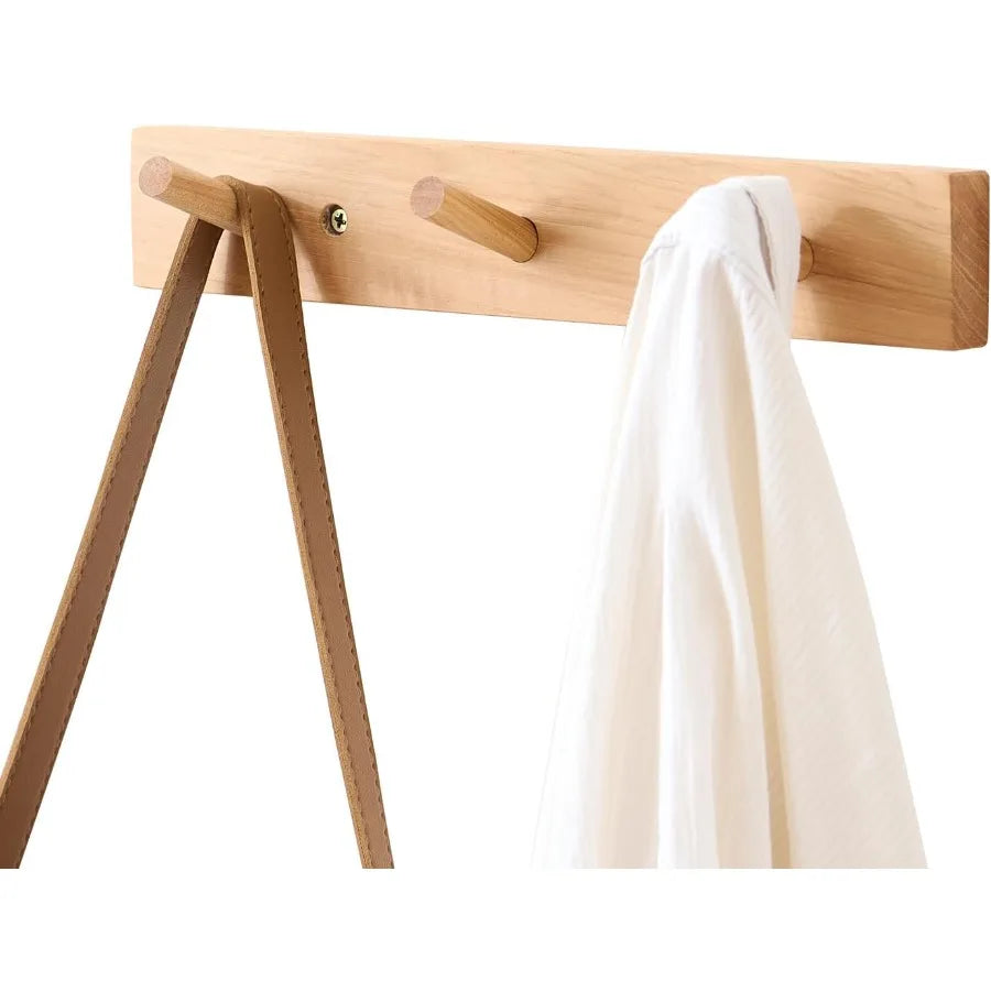 Hickory wood coat rack wall mount 12 ihes wooden hooks with 3 hanger for hanging hat jacket purse fo - united states