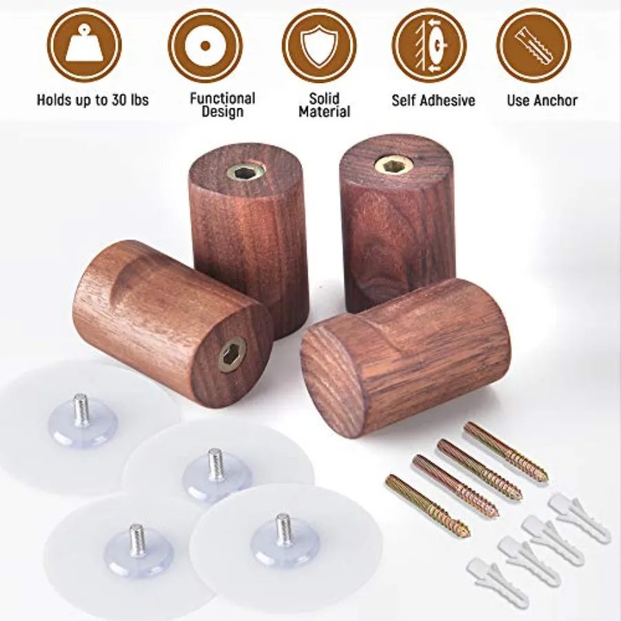 4 pack wooden wall hooks wallmounted tural wood coat hangers simple modern handmade minimalist home decor pegs