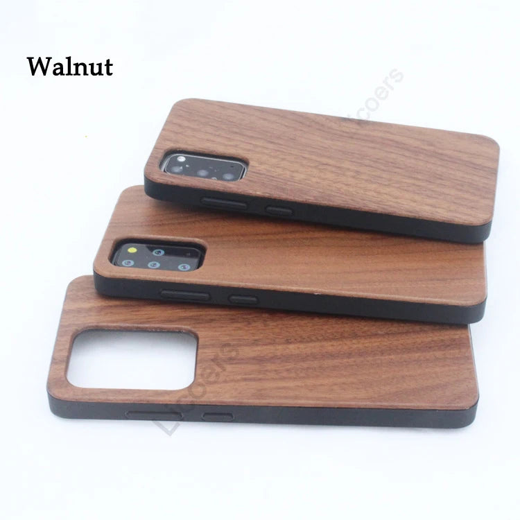 For samsung galaxy s25 s24 s23 s22 s21 fe note 20 s20 ultra plus case thin solid natural wood cherry walnut bamboo