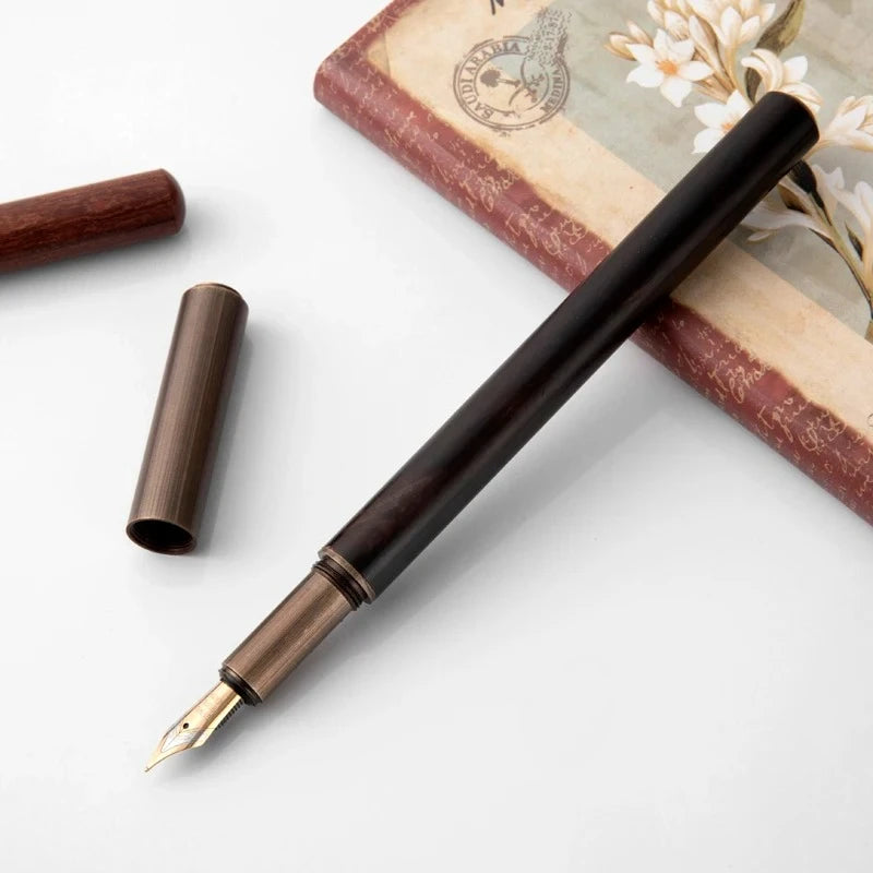 Retro metal fountain pen 0.5mm vintage wooden writing for students art calligraphy gifts stationery supplies