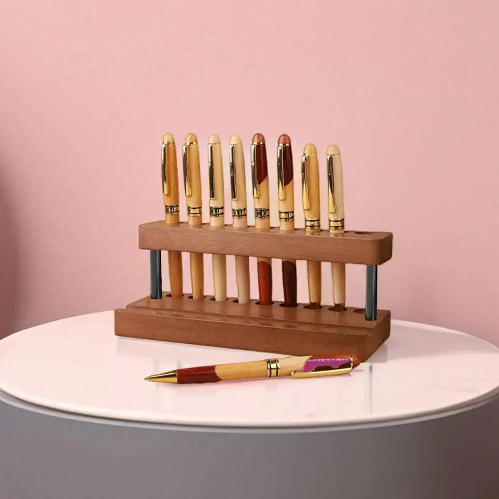 1pc walnut wood pen holder desk organizer phone stand storage retro wooden stationery - wooden