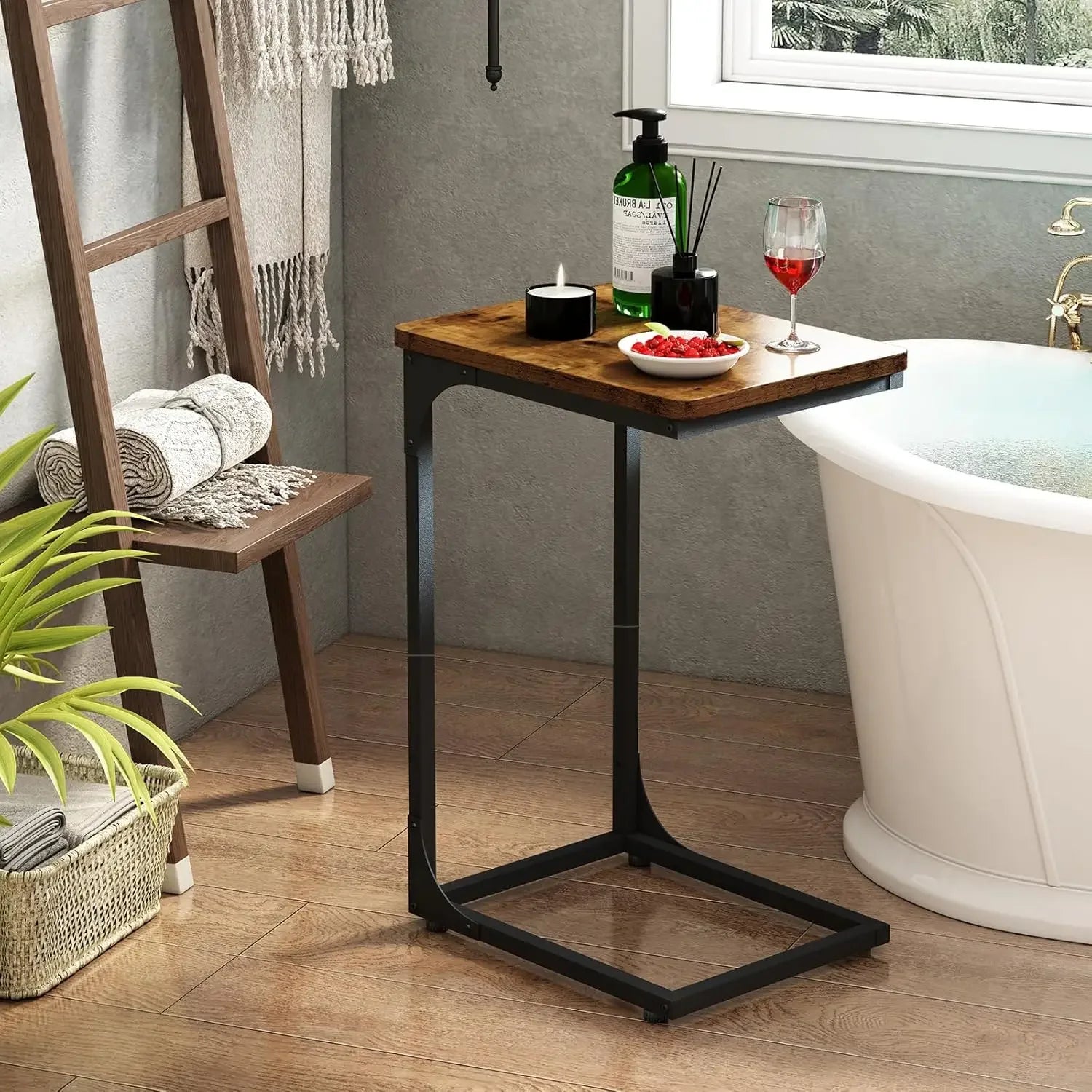 C table side set of 2 living room sets shaped couch tray end tables farmhouse rustic brown (017-30bn) - united states