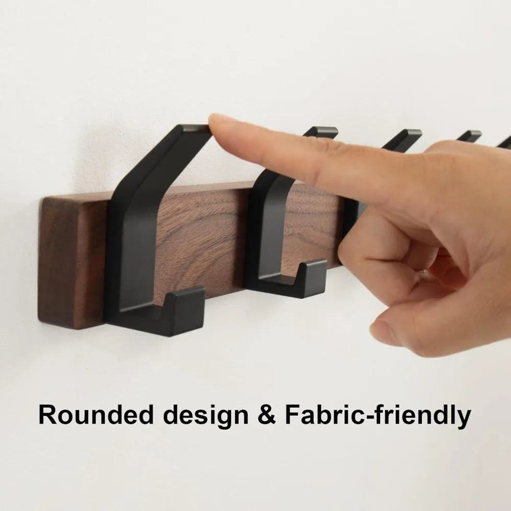 Coat rack wall mount - 16.9 inches with 5 hooks walnut wood mounted rustproof hanger b - united states / walnut