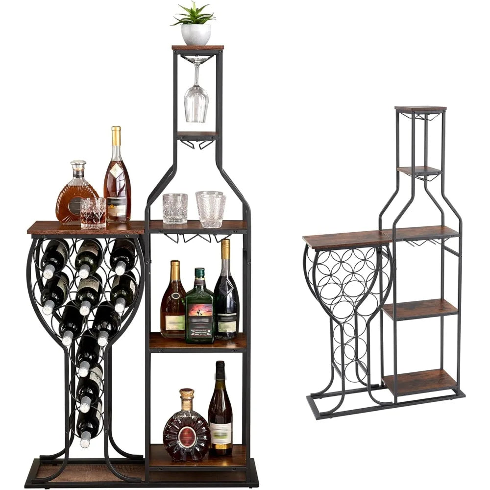 5-tier wine rack freestanding floor 11 bottles modern wooden holder-storage cabinet for home bar kitchen dining room
