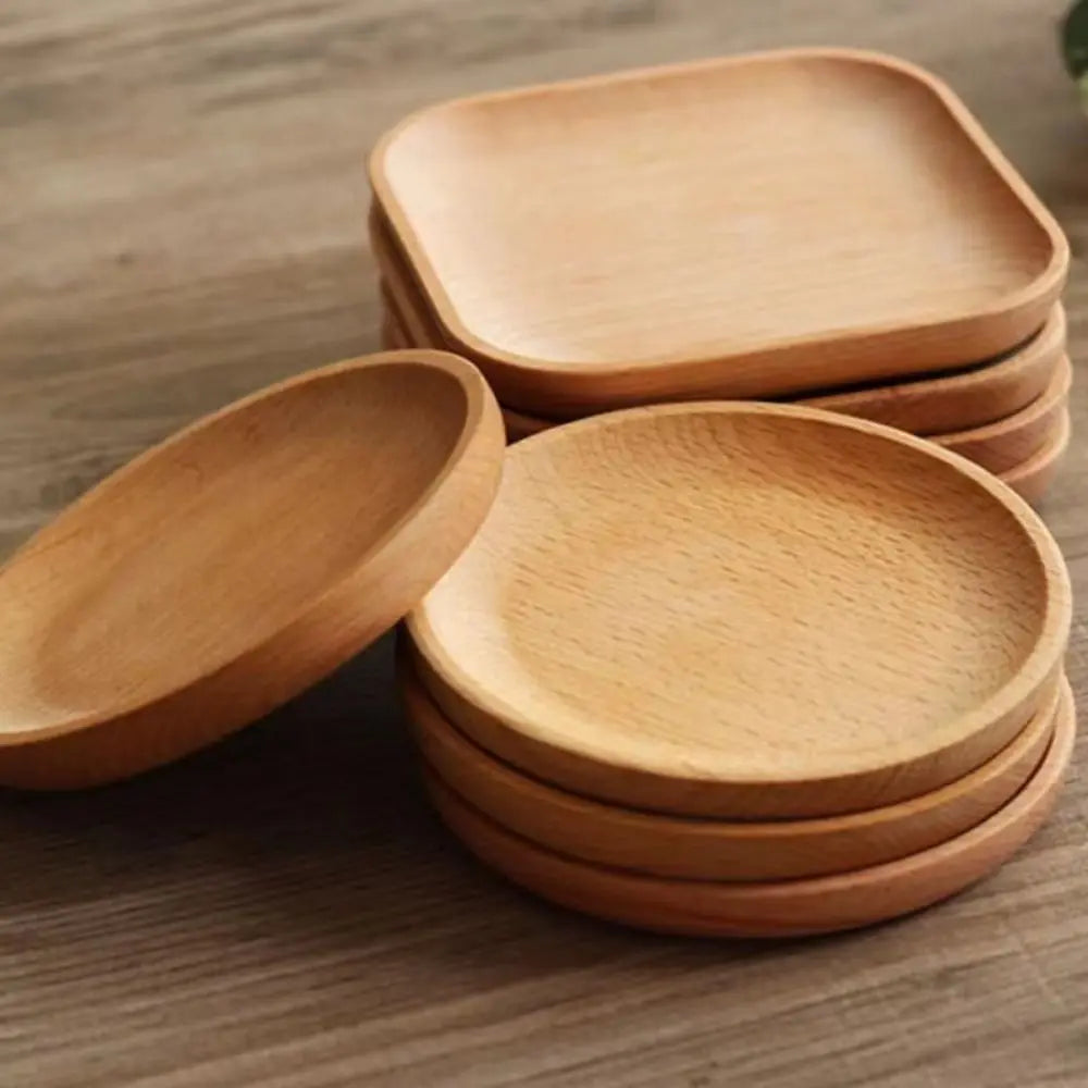 Wood plate cute cartoon cat bear solid fruit dishes tea tray dessert dinner tableware for serving kids baby