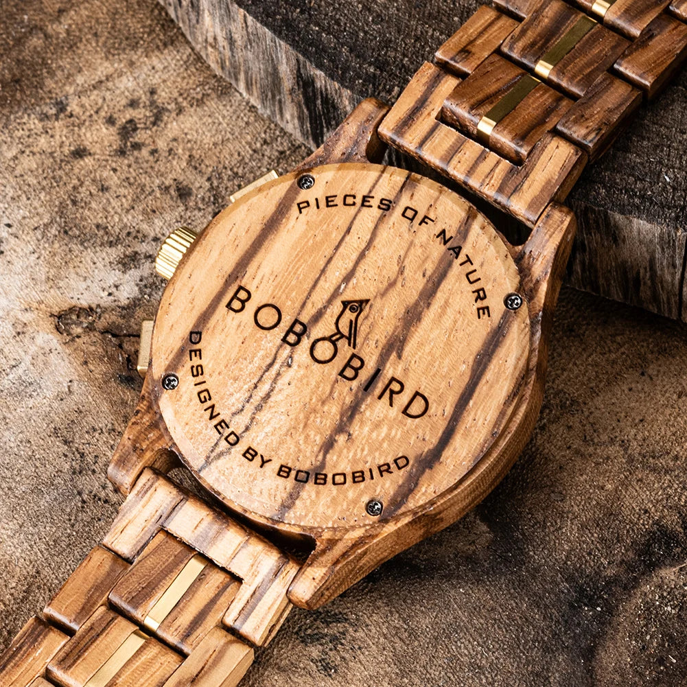 Bobo bird personalized men’s wristwatches multi-language handmade wooden watch supported free customized watches gift