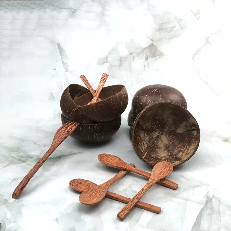 Pure natural coconut wooden bowl spoon kitchenware exquisite craftsmanship rice dessert salad noodle mousse pasta
