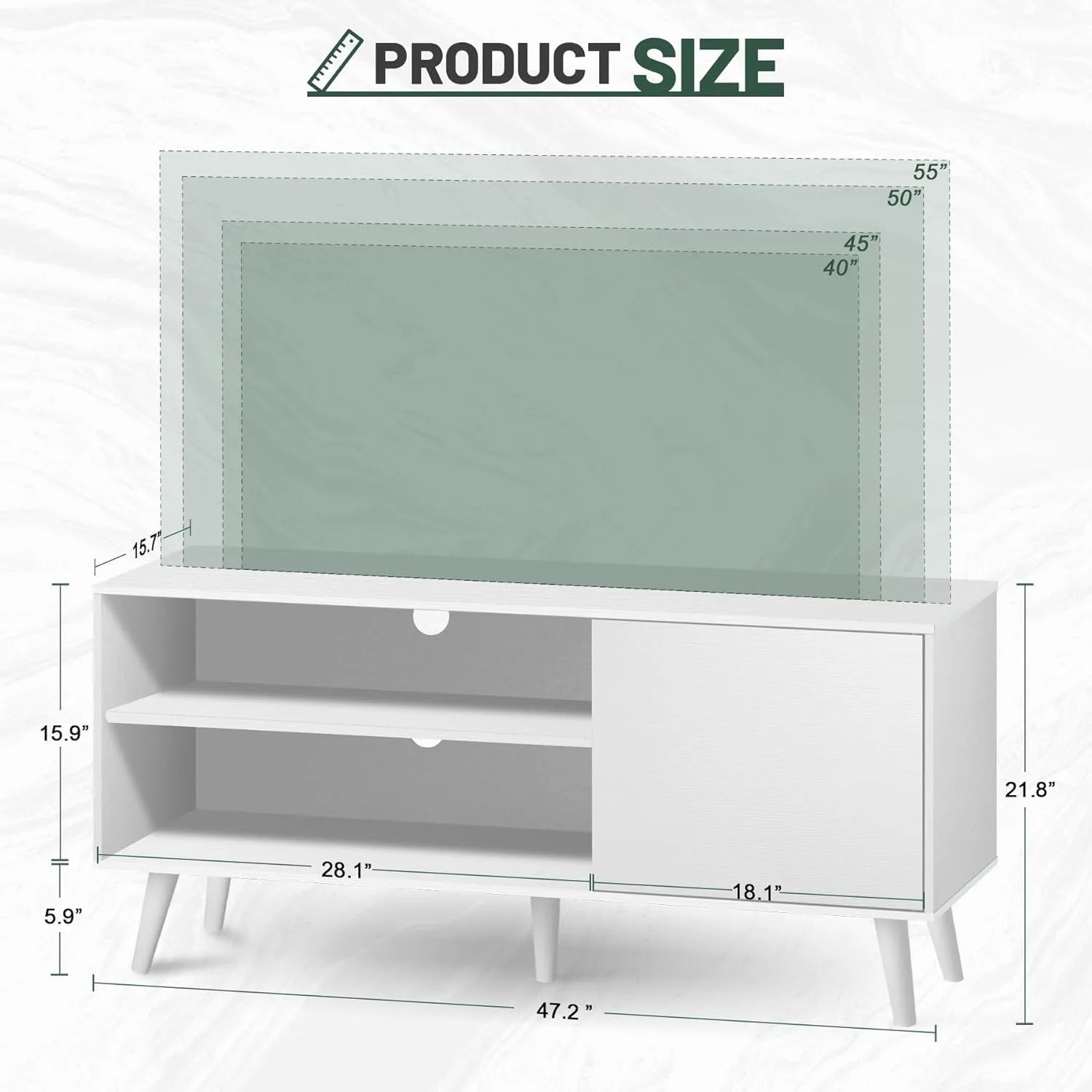 White wood television stand 1 cabinet modern entertainment center with storage for bedroom