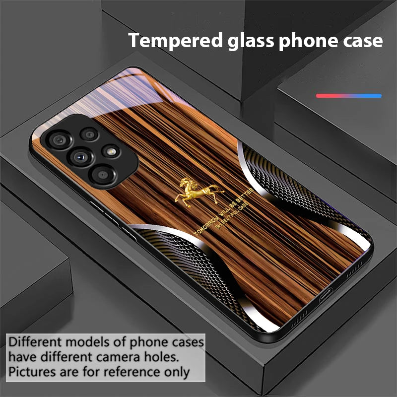 Wood grain snake for samsung galaxy s10 s20 plus s21 fe s22 s23 s24 s25 ultra black tempered glass phone case hard
