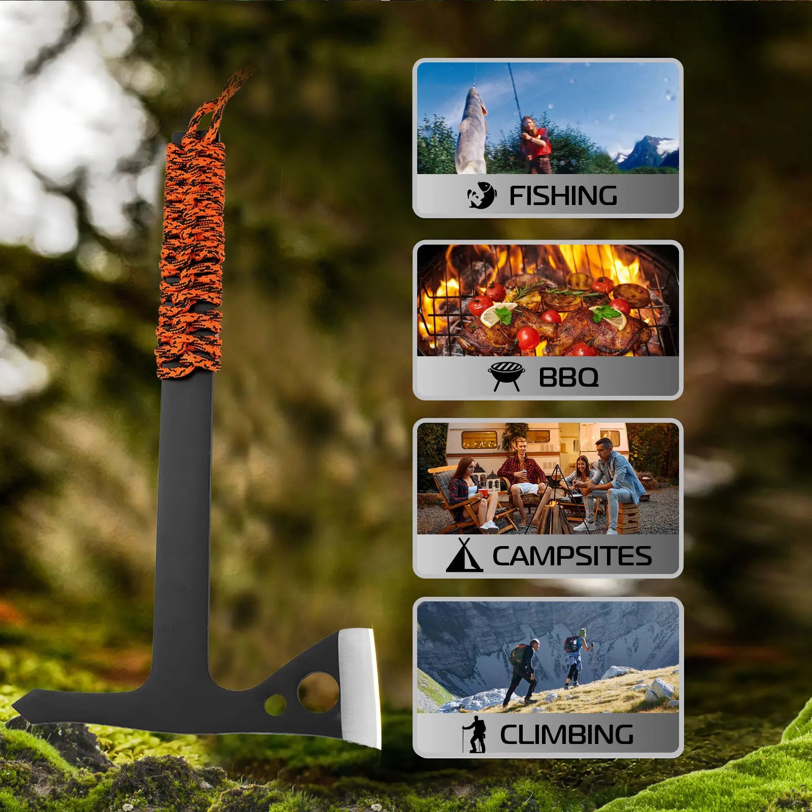 Outdoor camping tactical knife multifunctional axe for mountain cutting wood chopping fire truck mounted woodworking