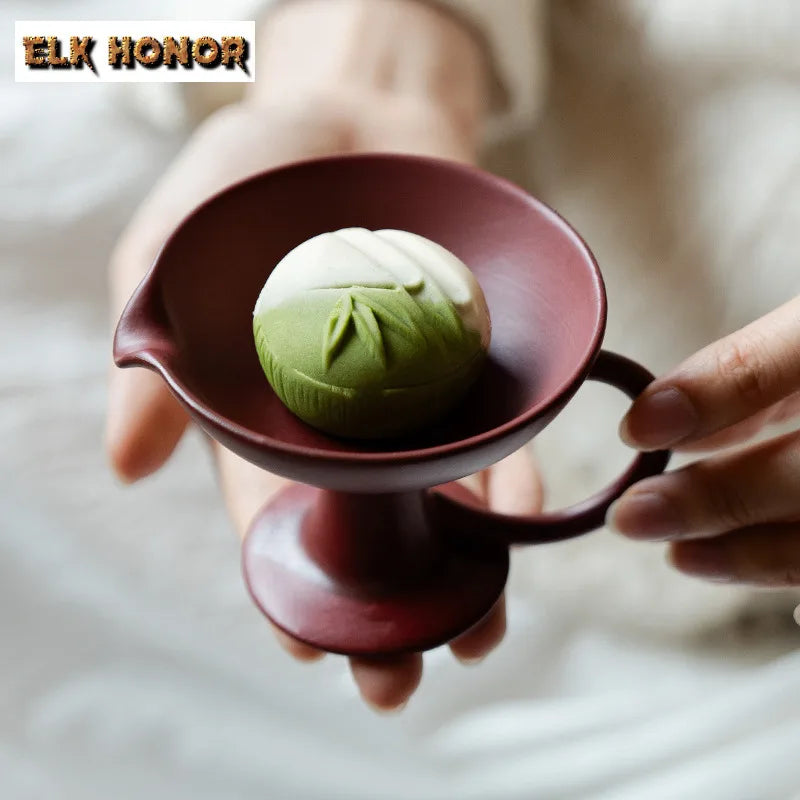 Ceramic raw mineral glaze cinnabar red candle holder luxury scented aromatic candles lights teaset room decor ornaments