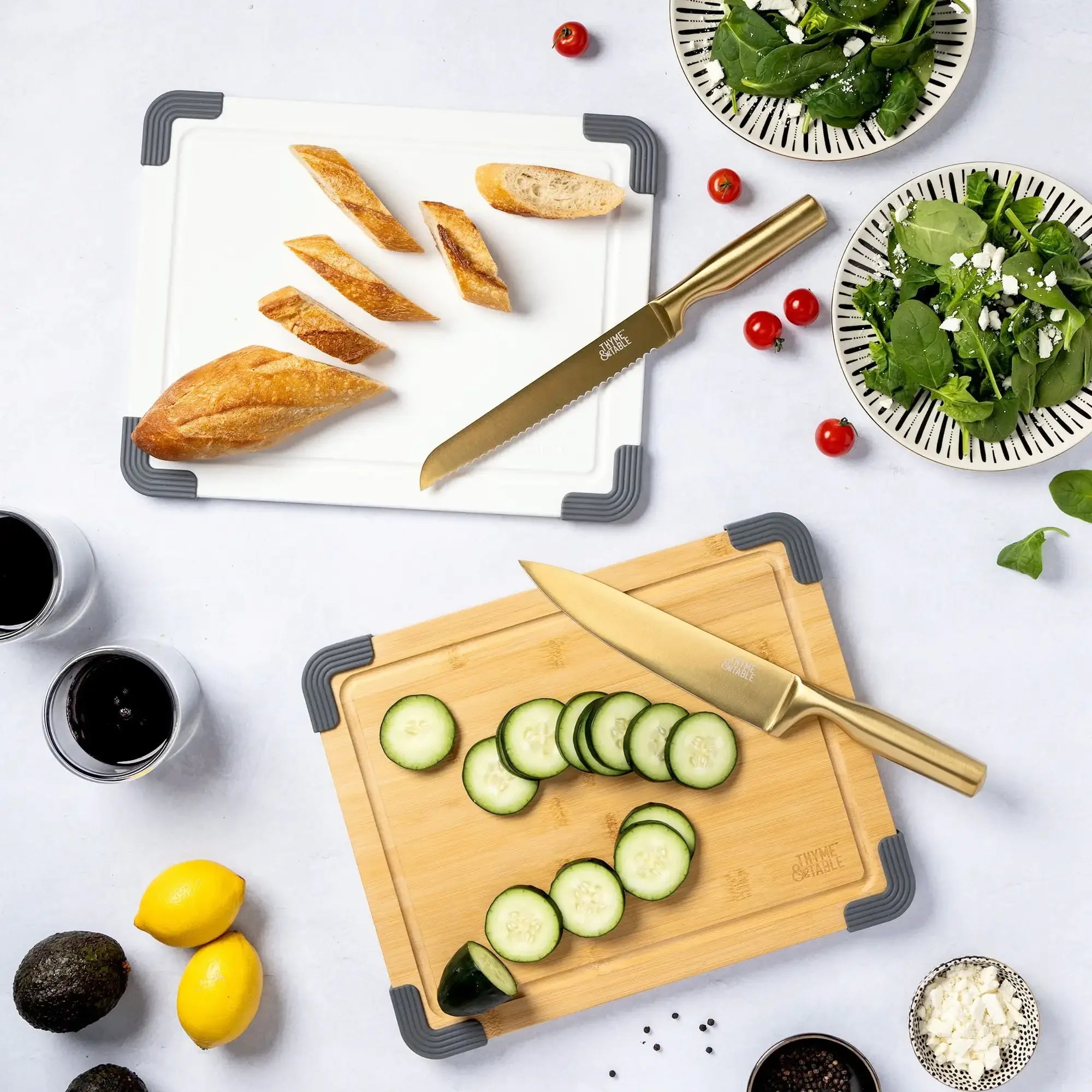 2-piece polyester and wood cutting board set - upgrade your kitchen with durability style - united states