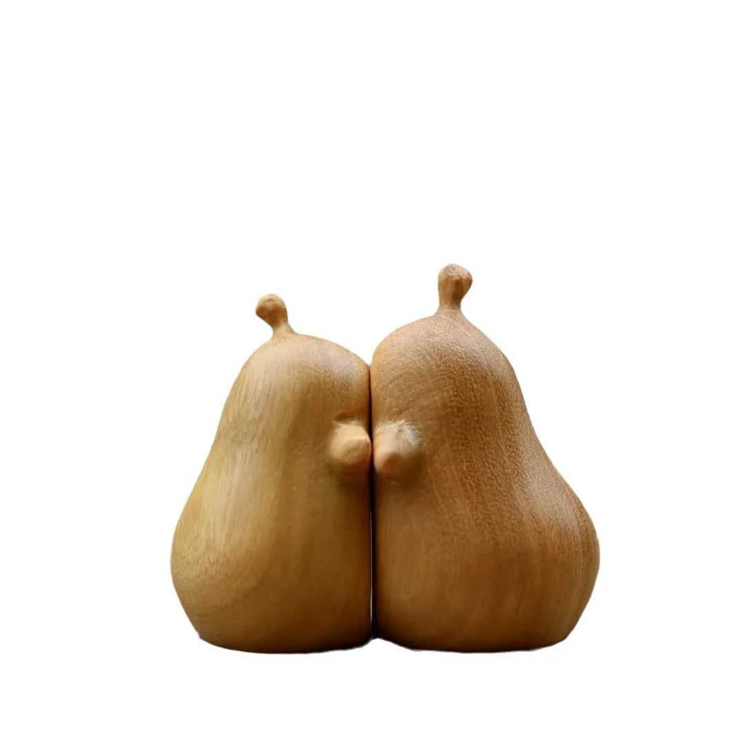 Cute wooden carvings never separate figurine valentine’s day gifts boyfriend birthday hugs pears home decor desktop