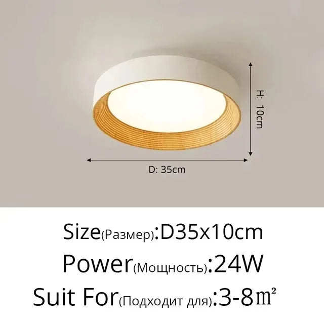Nordic creative wood grain ceiling lamp minimalist round led chandelier living room balcony bedroom hotel decor