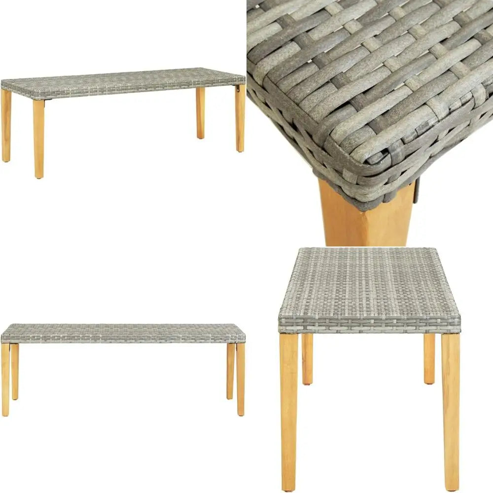 Vidaxl patio bench – outdoor seating with weather-resistant poly rattan and acacia wood frame modern gray garden