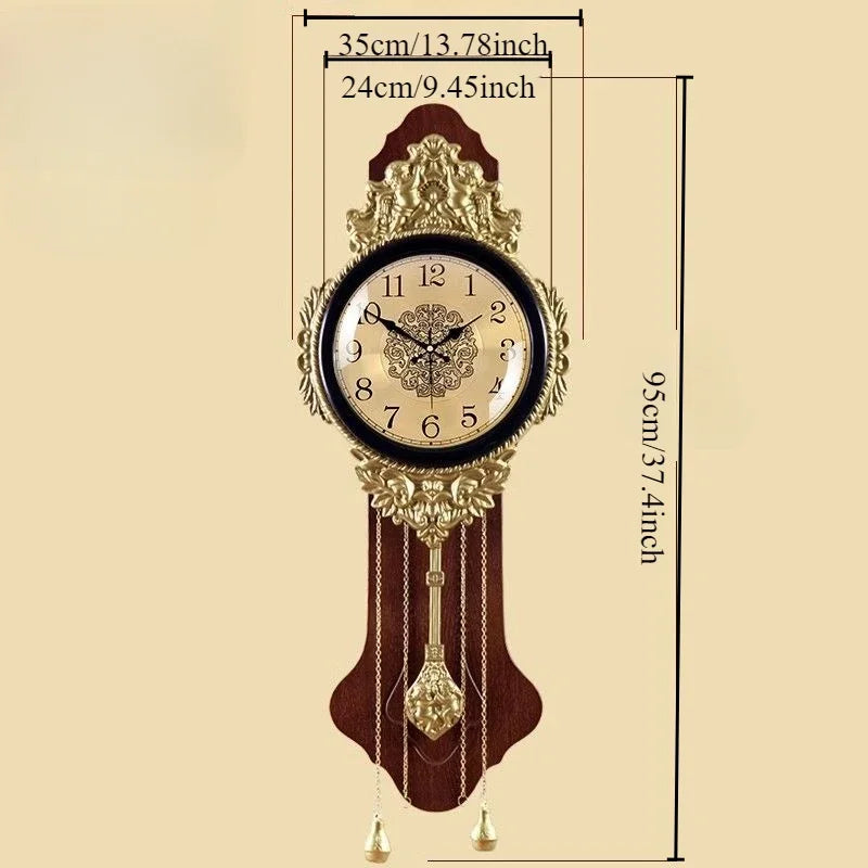 Luxury silent wall clock pendulum wood vintage large living room art decor digital elegant watch modern unusual