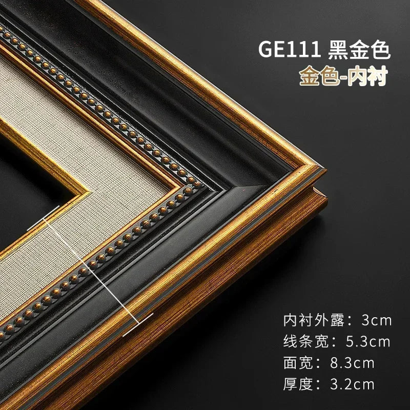 Wooden picture oil painting frame photo holder wall hanging shadow vintage photocard personalized gift gold room decor
