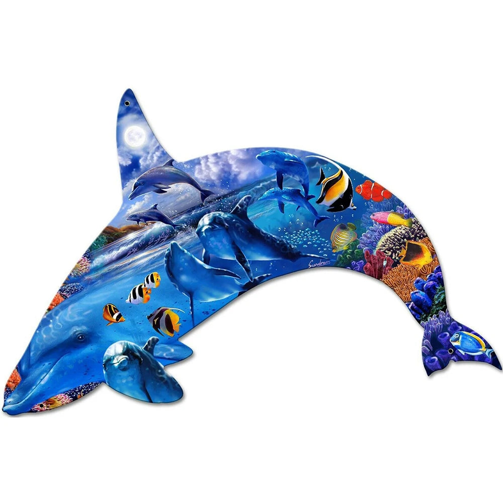 Shark wooden animal puzzle high quality dinosaur puzzles brain twister toys kids adult moderately difficult wood jigsaw