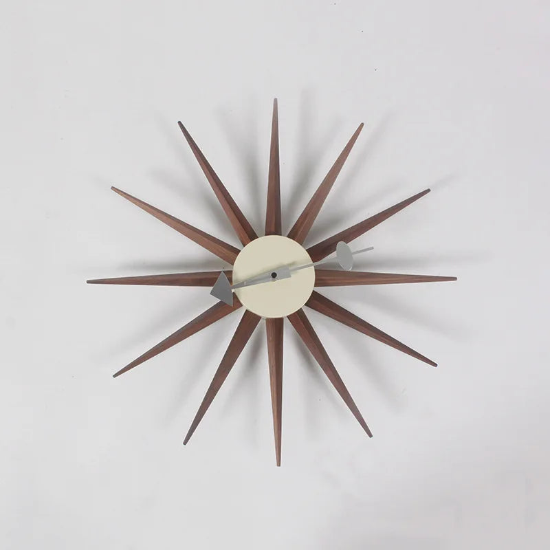 48cm sunburst atomic wooden wall clock mid century multi color handmade antique modern star for bedroom living room
