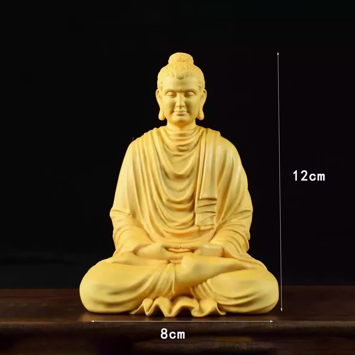 Huangyang wood carving of shakyamuni buddha ornament offering entrance statues decorations religious - light grey