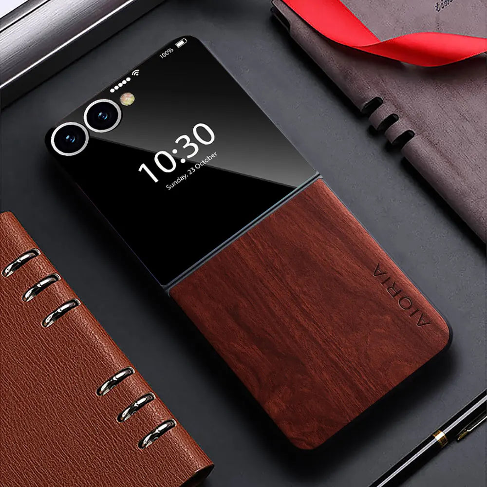 Case for samsung galaxy z flip 7 6 5 4 3 5g funda bamboo wood pattern leather cover galaxy z flip7 flip6 flip3 flip5