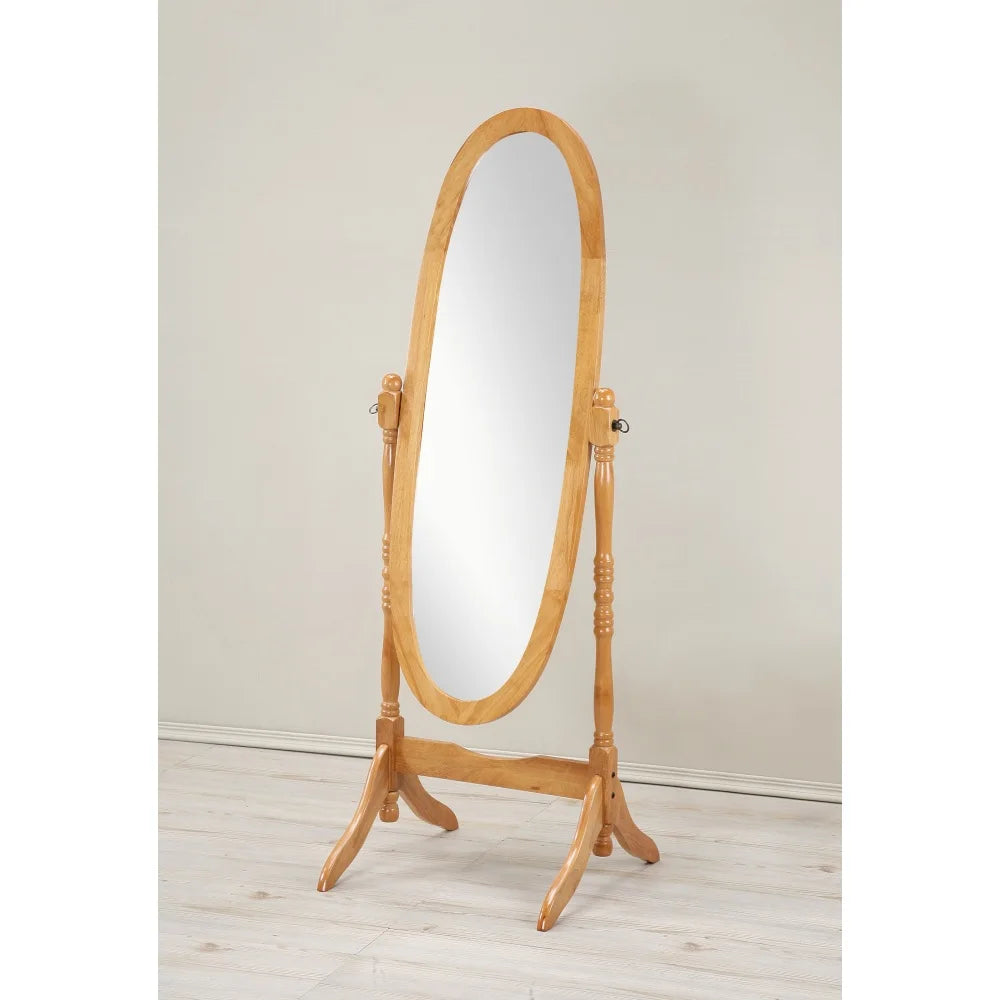 Traditional queen anna style wood floor cheval mirror cherry finish - united states / gold