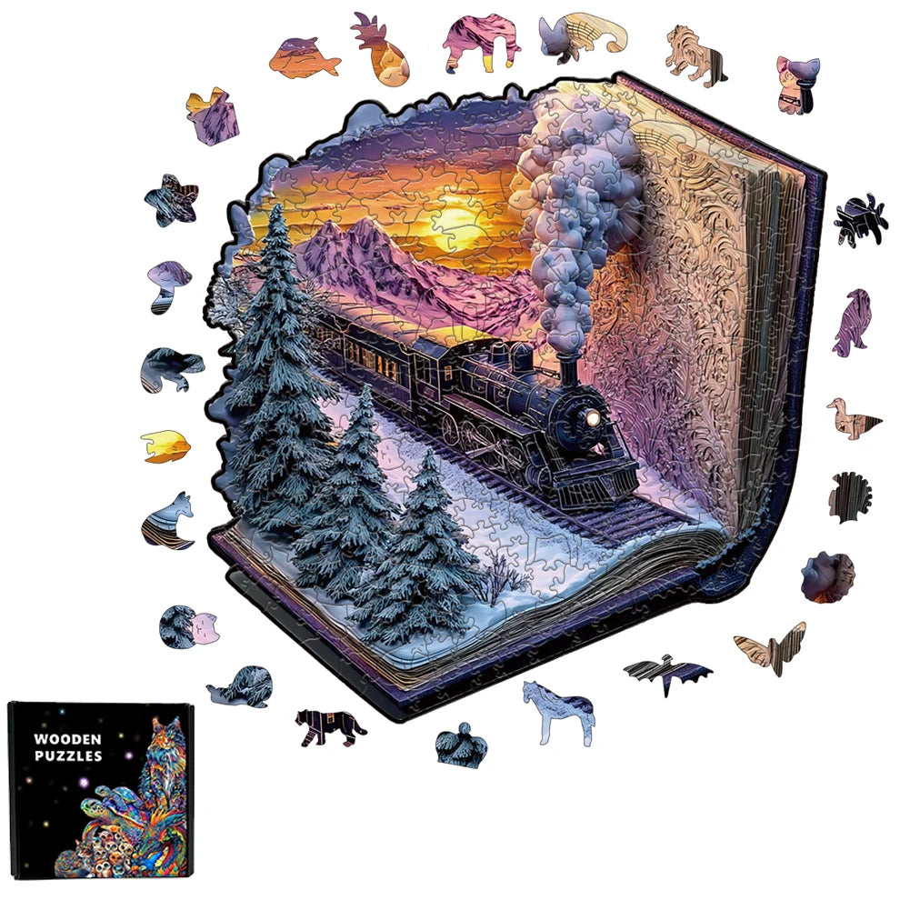 3d train forest wooden jigsaw puzzle for adult and kids 300pcs high challenge educational gift interactive games