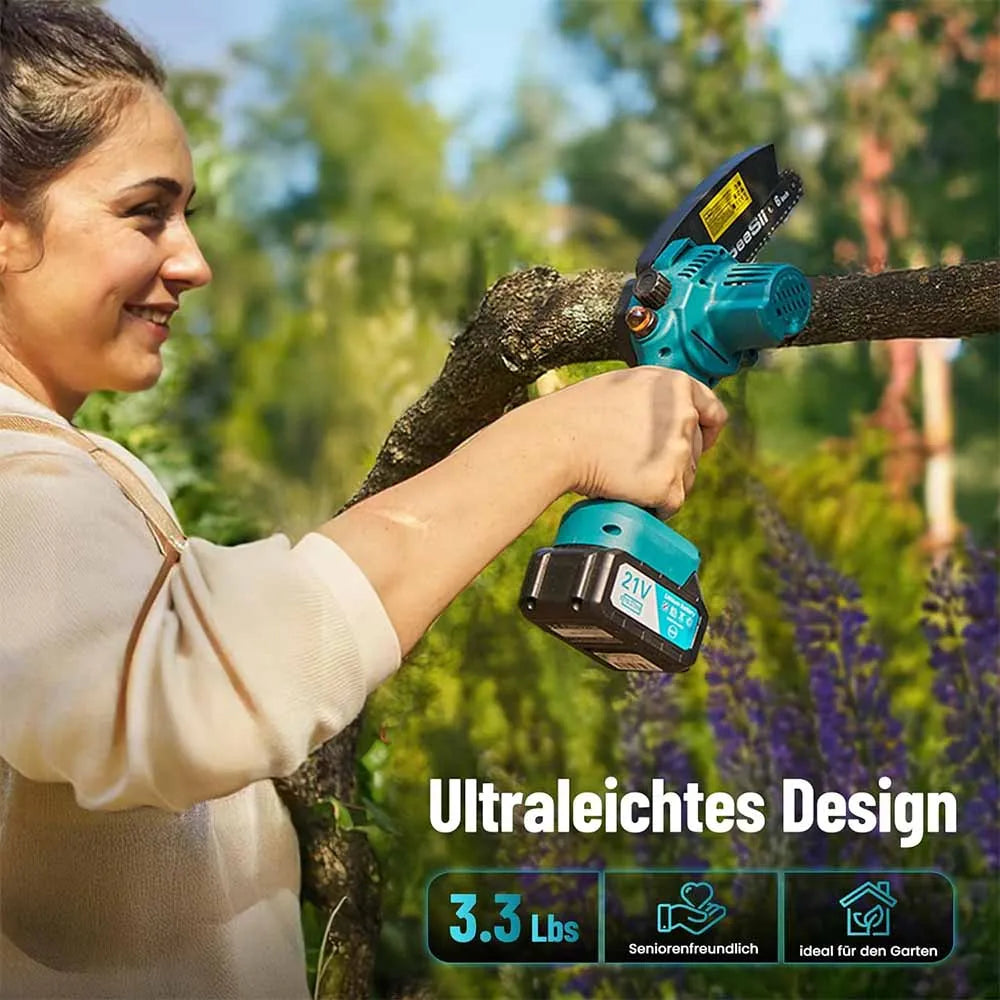 Seesii 6’’cordless mini chainsaw 15.2cm electric saw rechargeable woodworking garden pruning for makita 18v battery pin