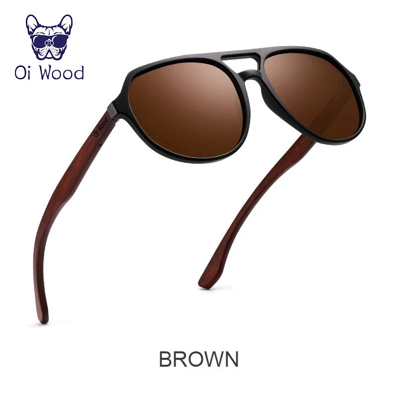Oi wood brand natural wooden sunglasses for men women polarized oculos de sol - brown
