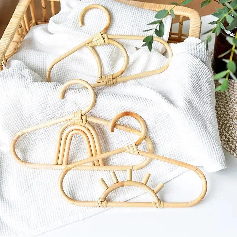 Rattan hanger wall hooks kids garments organizer rack clothes hat hanging hook room clothing storage decor hangers - 3