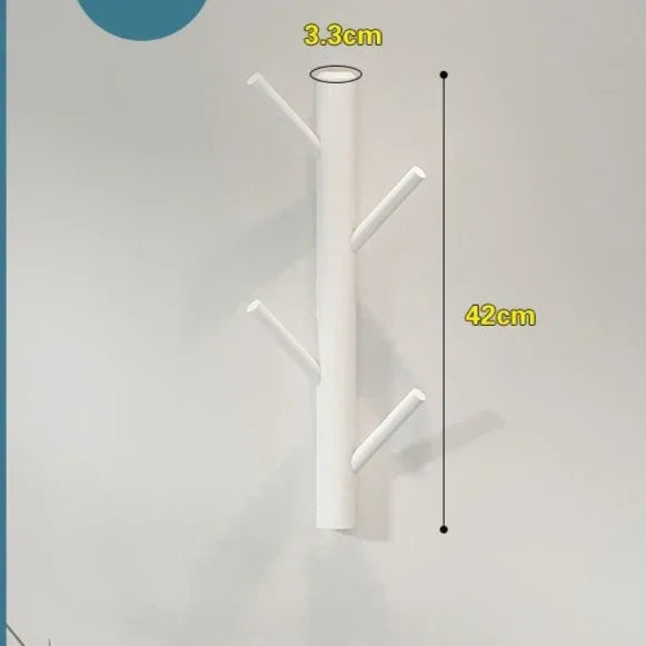 Branch twig solid wood wall mounted coat rack hanging hanger cabinet furniture bedroom clothes hats bag storage - white