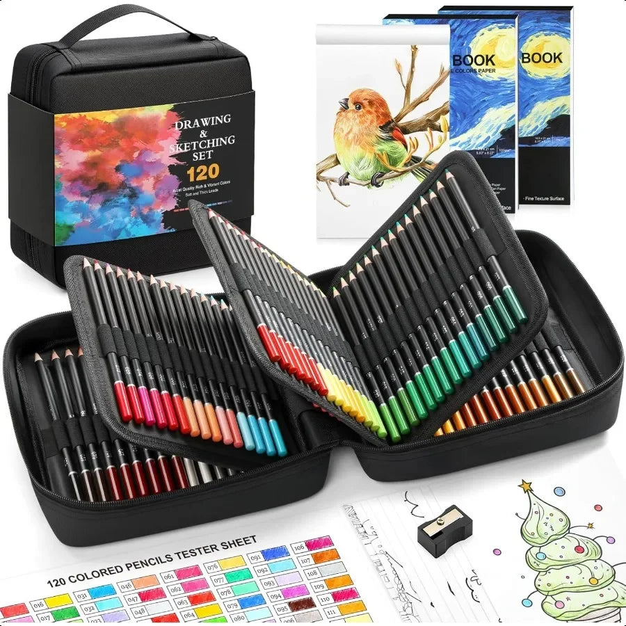 120 pack colored pencils for adult coloring books soft core oil based color with sketch book art plies - united states