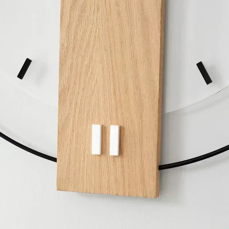 Modern scandinavian simple wall clock bedroom living room personality wood square practical mute circle creative