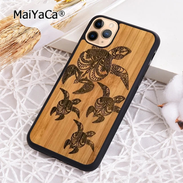 Maiyaca natural bamboo wood phone case cover for iphone 17 air 16 15 plus 11 12 13 14 pro max shell coque - 010