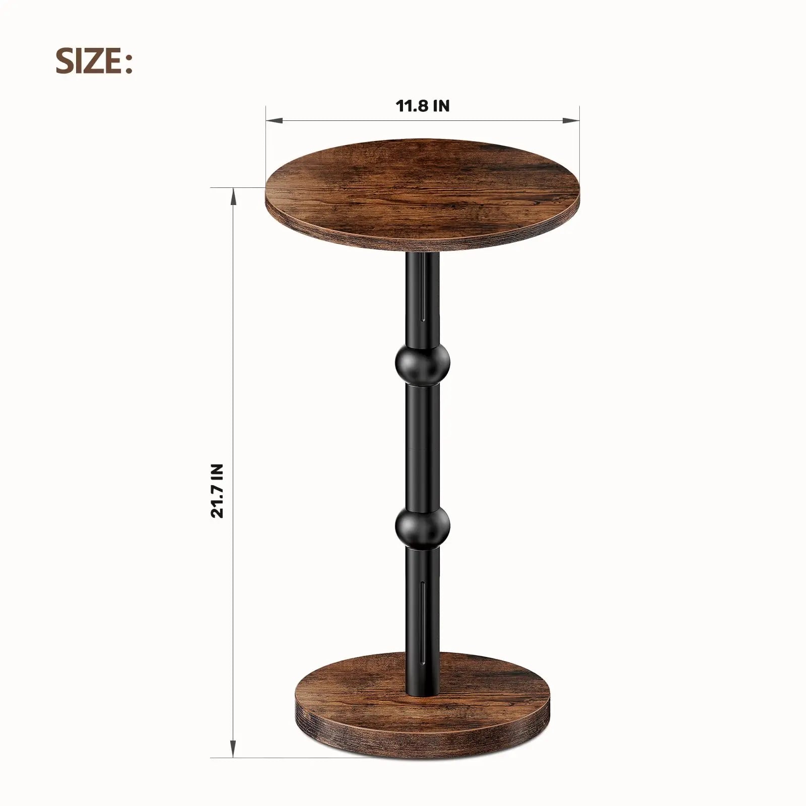 Drink table small round side for spaces accent with metal leg thickened wood pedestal coffee tables living room