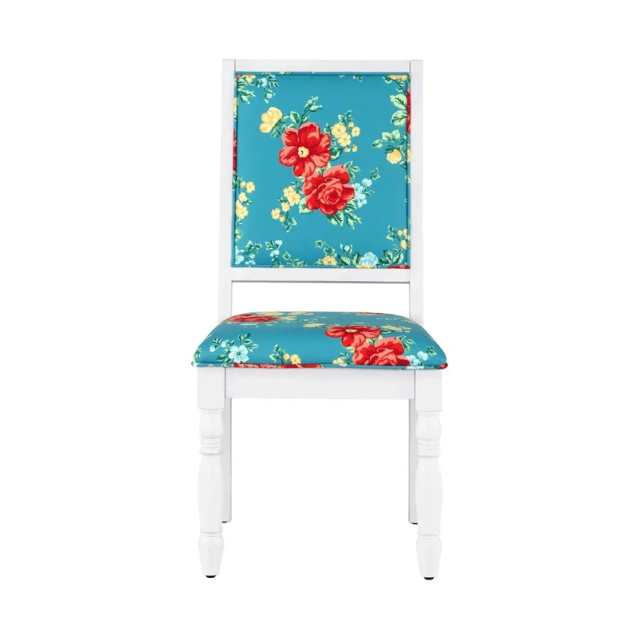 The pioneer womancallie vintage floral dining chairs made with solid wood frame set of 2 white finish