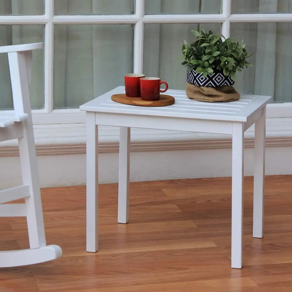 Monstay wooden square side table outdoor patio accent weather resistant solid mahogany easy assembly garden balcony