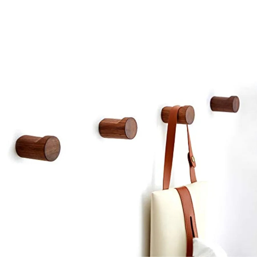 4 pack wooden wall hooks wallmounted tural wood coat hangers simple modern handmade minimalist home decor pegs