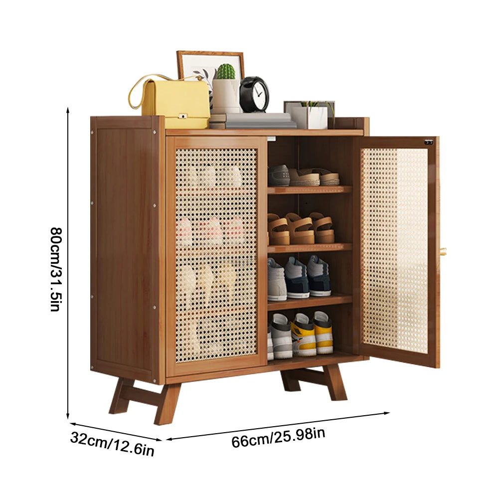 5/7 tiers shoe rack organizer with doors storage cabinet wooden shelves for entrance living room - five layers / united