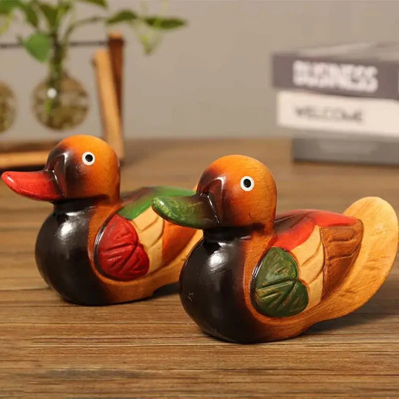 1 pair mandarin ducks wooden decoration feng shui vintage crafts display ornament home decor holiday gift dropshipping