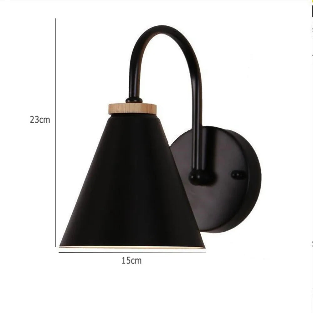Nordic wood wall lights bedroom bedside lamp black creative modern e27 lamps suspension led home lighting sconce room