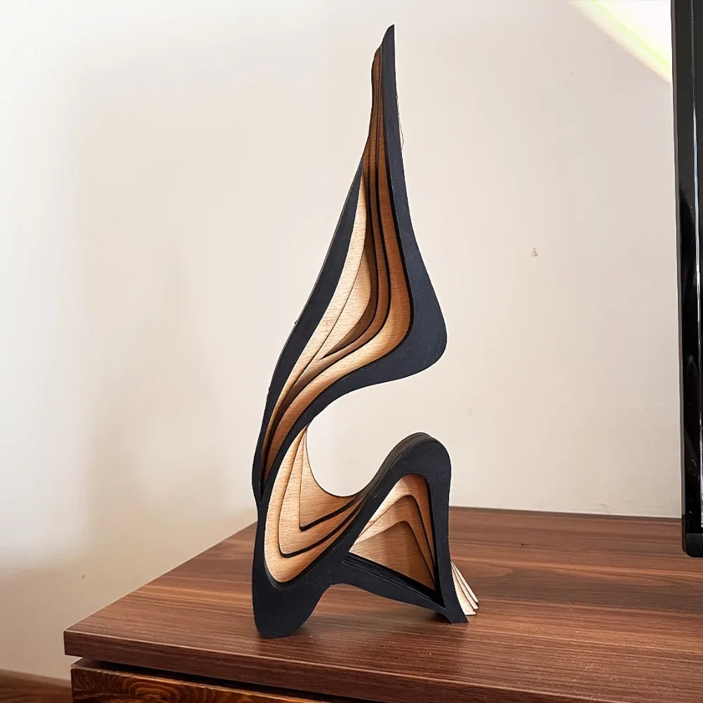 Artistic abstract wooden streamlined statue minimalist bookshelf home room decoration desktop ornaments gifts