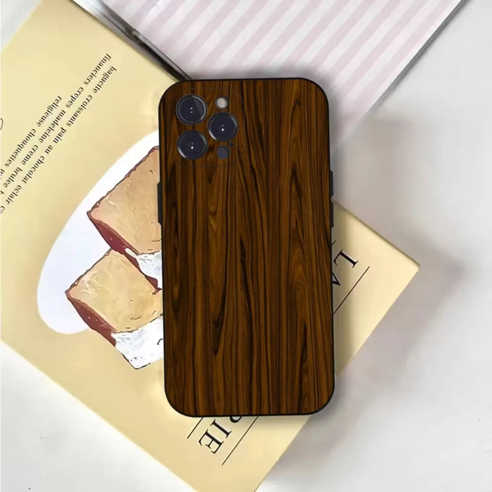 Natural wood phone case for iphone 16,15,14,13,12,11,pro,x,xs,max,xr,plus,mini soft black cover - z2 / iphone16plus