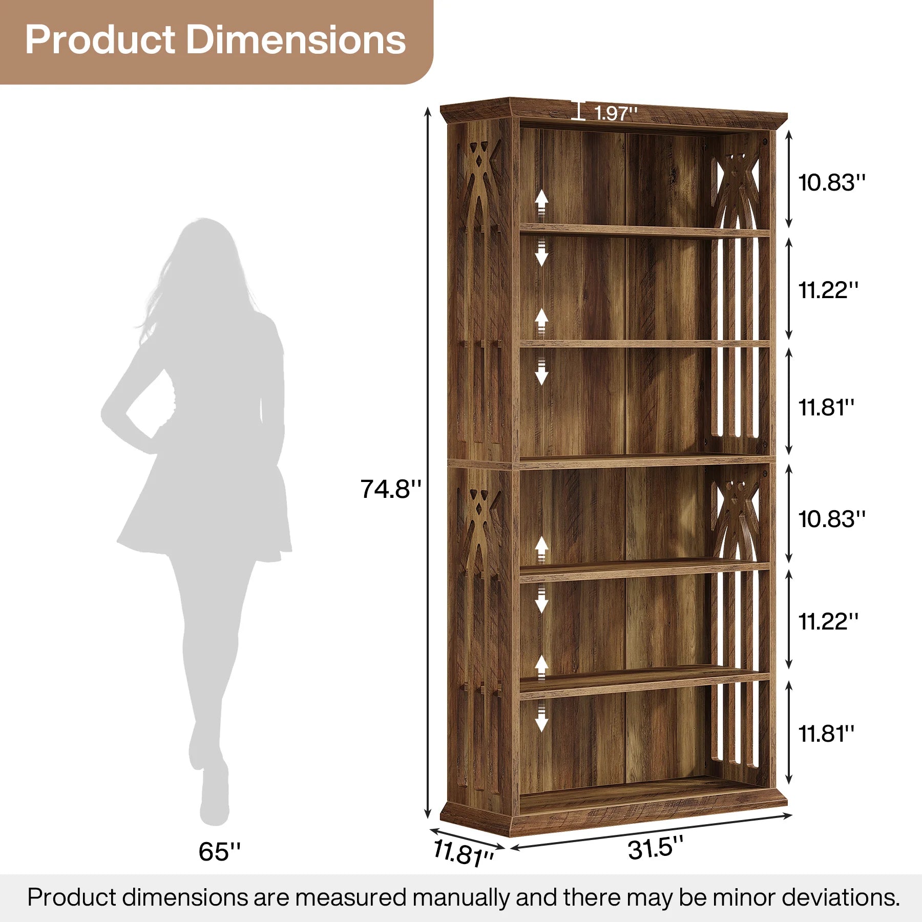 Tribesigns 6-tier bookshelf 75-inch tall bookcase large bookshelves and bookcases freestanding display shelves wood